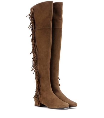 Saint Laurent - Bb 20 Fringed Suede Over-The-Knee Boots - Brown | ABOUT ...