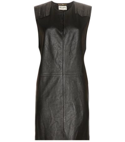 Saint Laurent - Embellished Leather Minidress - Black