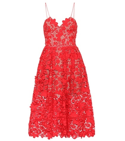 Self-Portrait - Azaelea Lace Midi Dress - Red | ABOUT ICONS