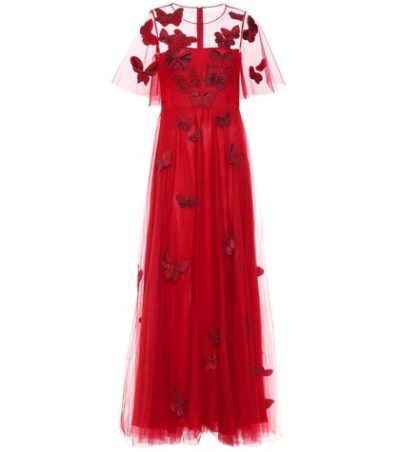 Valentino - Embellished Tulle Gown - Red
