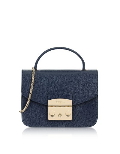 Furla - Navy Blue Metropolis Mini Top Handle Crossbody Bag