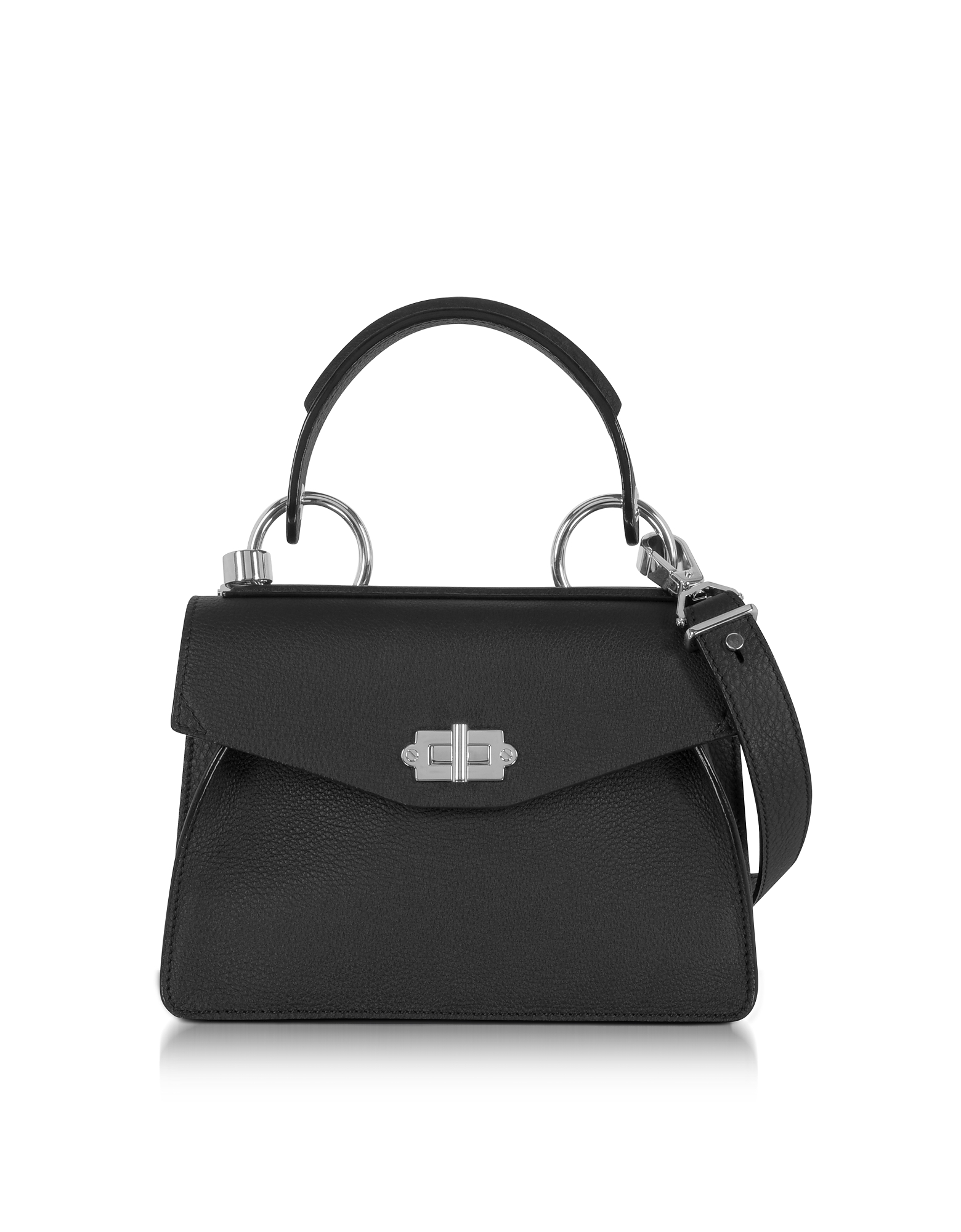 Proenza Schouler - Black Lindos Leather Small Hava Top Handle | ABOUT ICONS