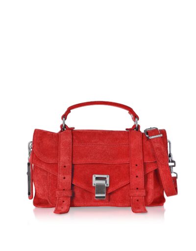 Proenza Schouler - PS1 Tiny Cardinal Red Suede Satchel Bag