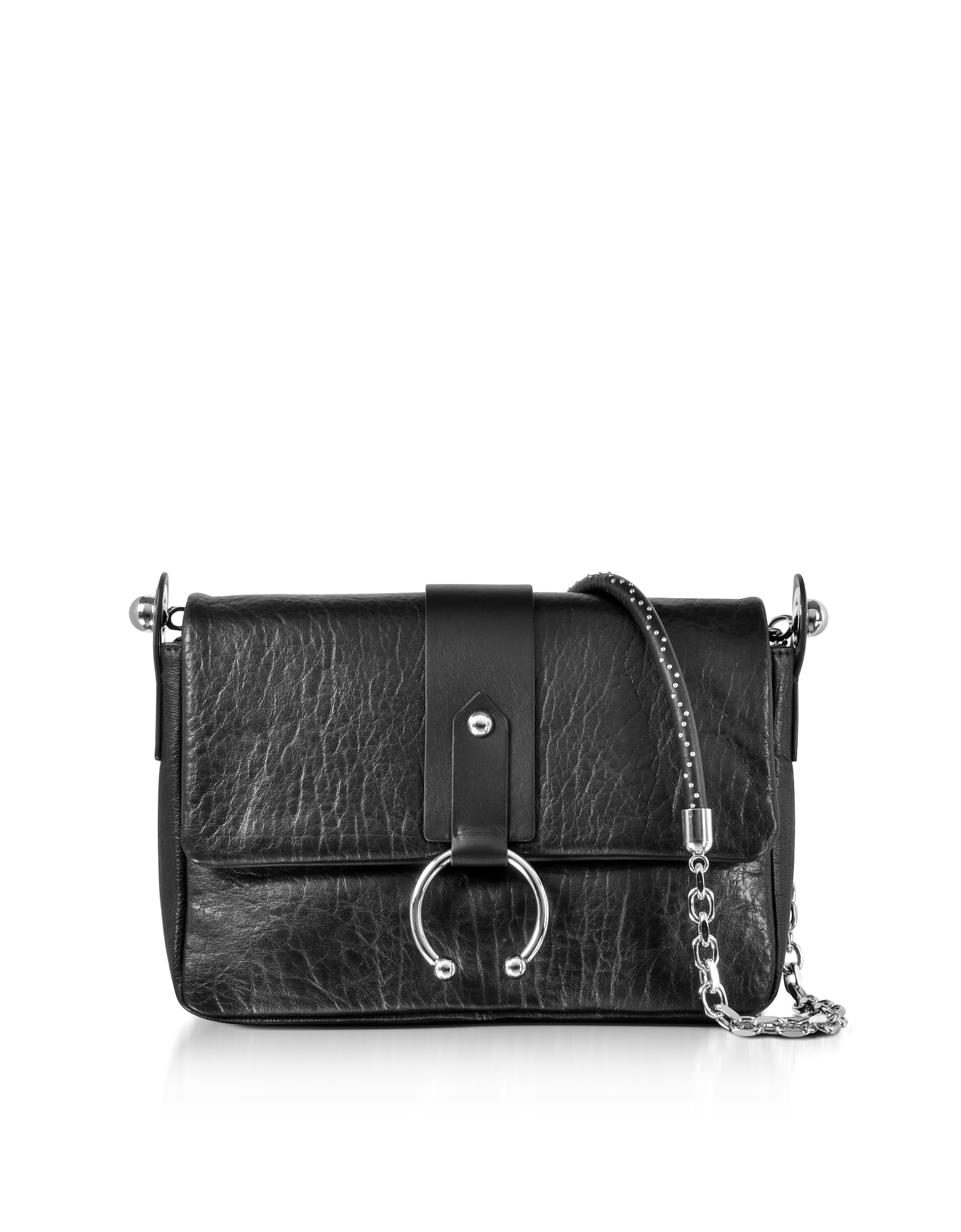 RED Valentino - Black Hammered Leather Shoulder Bag | ABOUT ICONS