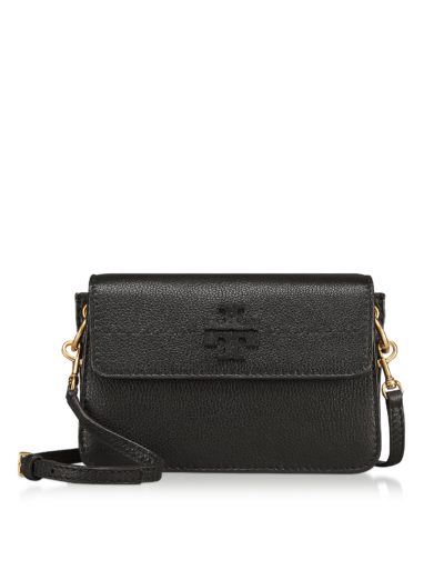 Tory Burch - McGraw Black Pebbled Leather Crossbody Bag