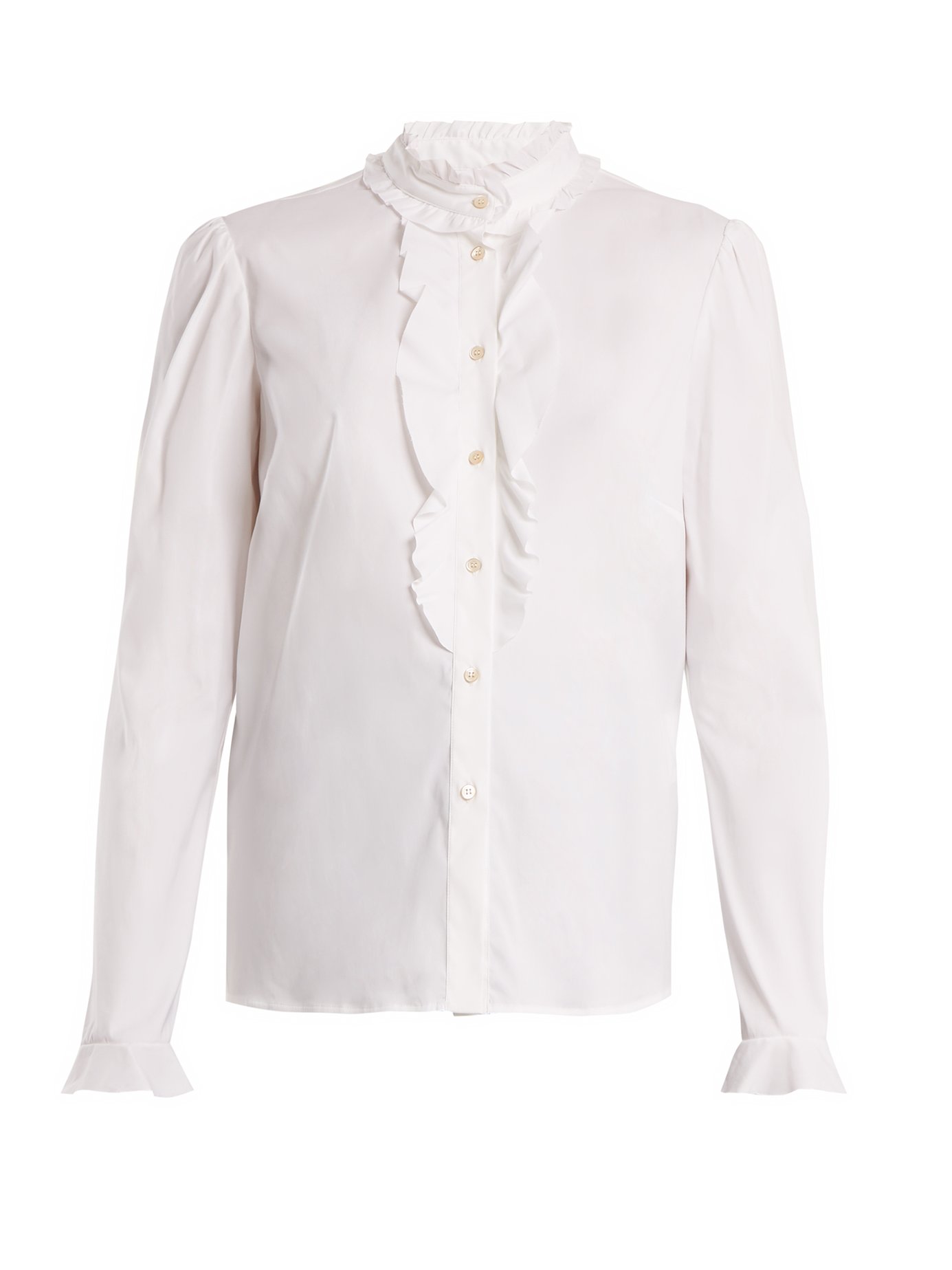 RED Valentino - Ruffled-Trim Cotton-Blend Shirt - White | ABOUT ICONS