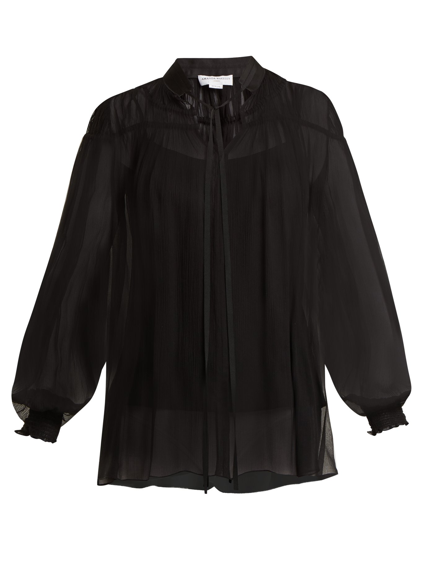 Amanda Wakeley - High-Neck Gathered Silk-Tulle Top | ABOUT ICONS