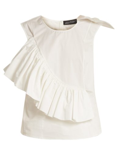 Anna October - Crew-Neck Ruffle-Trimmed Sleeveless Cotton Top