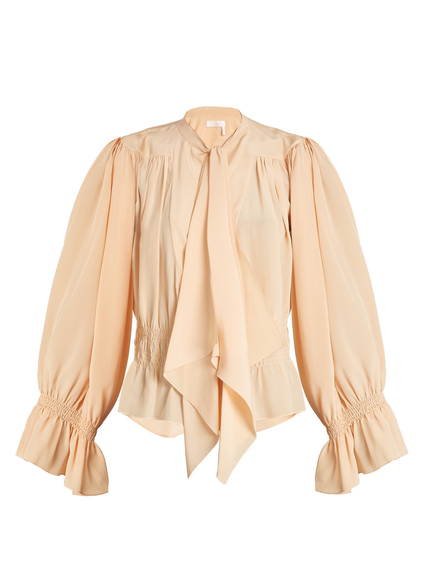 Chlo - Tie-Neck Gathered Silk Crepe De Chine Blouse | ABOUT ICONS