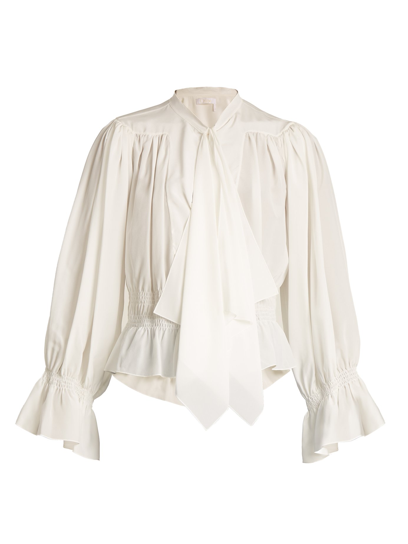 Chlo - Tie-Neck Gathered Silk Crepe De Chine Blouse | ABOUT ICONS