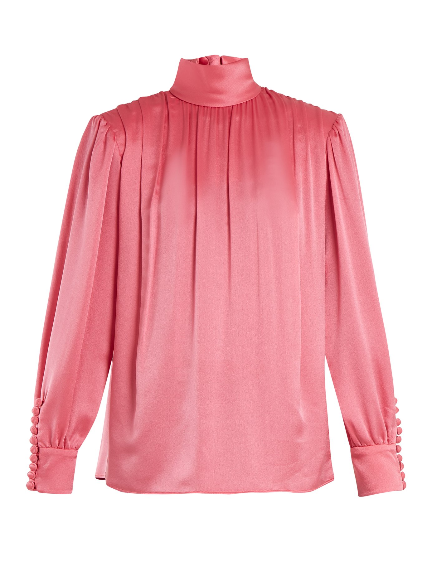 Gucci - Roll-Neck Gathered Silk-Charmeuse Blouse | ABOUT ICONS