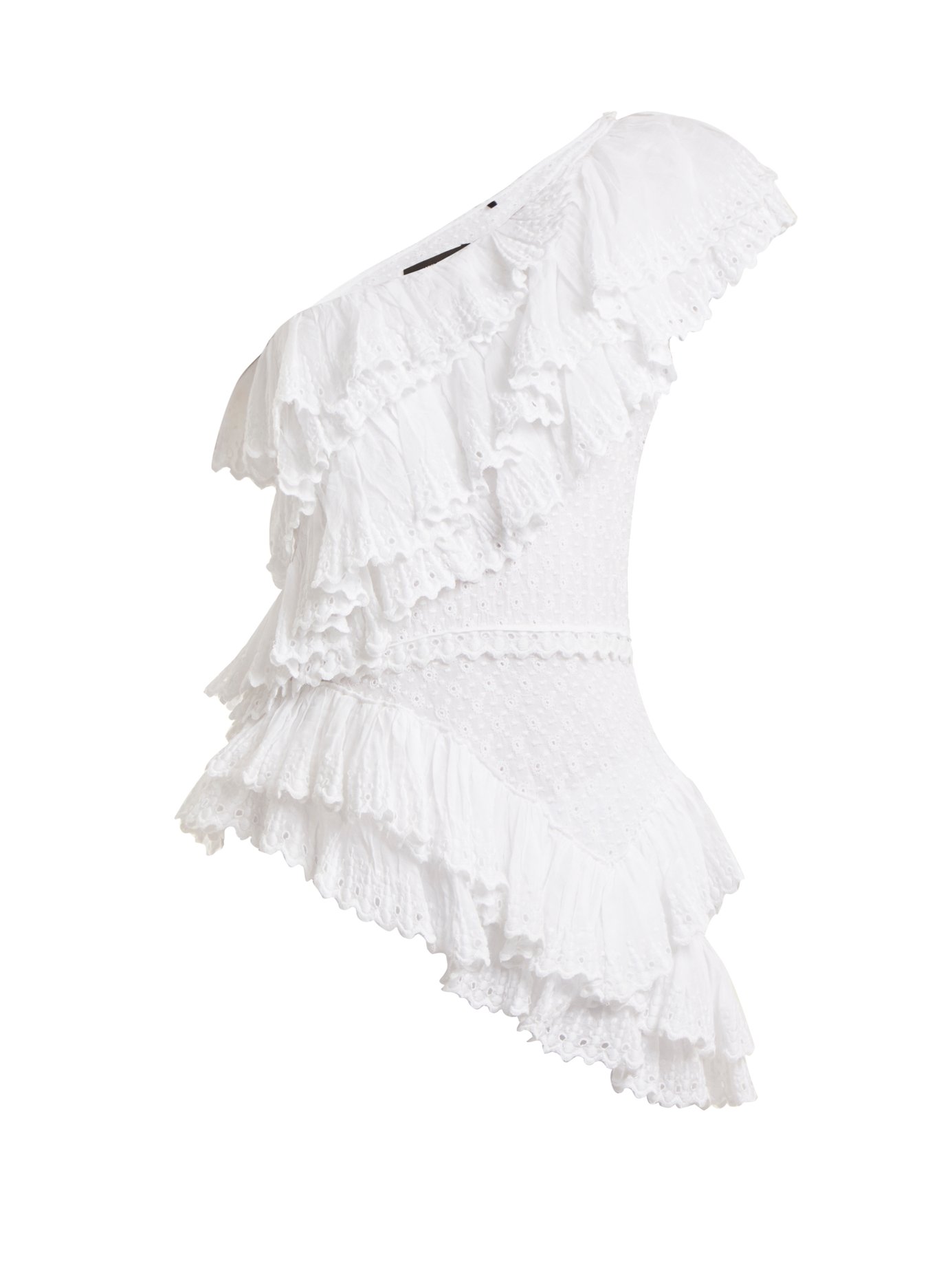 Isabel Marant - Zellery One-Shoulder Broderie-Anglaise Cotton Top ...