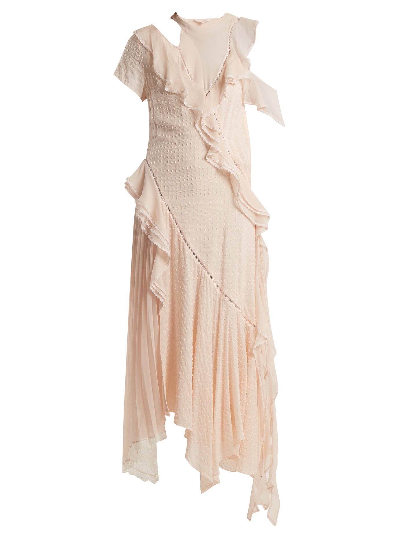 Jonathan Simkhai - Asymmetric Ruffled Cut-Out Silk-Blend Dress | ABOUT ...