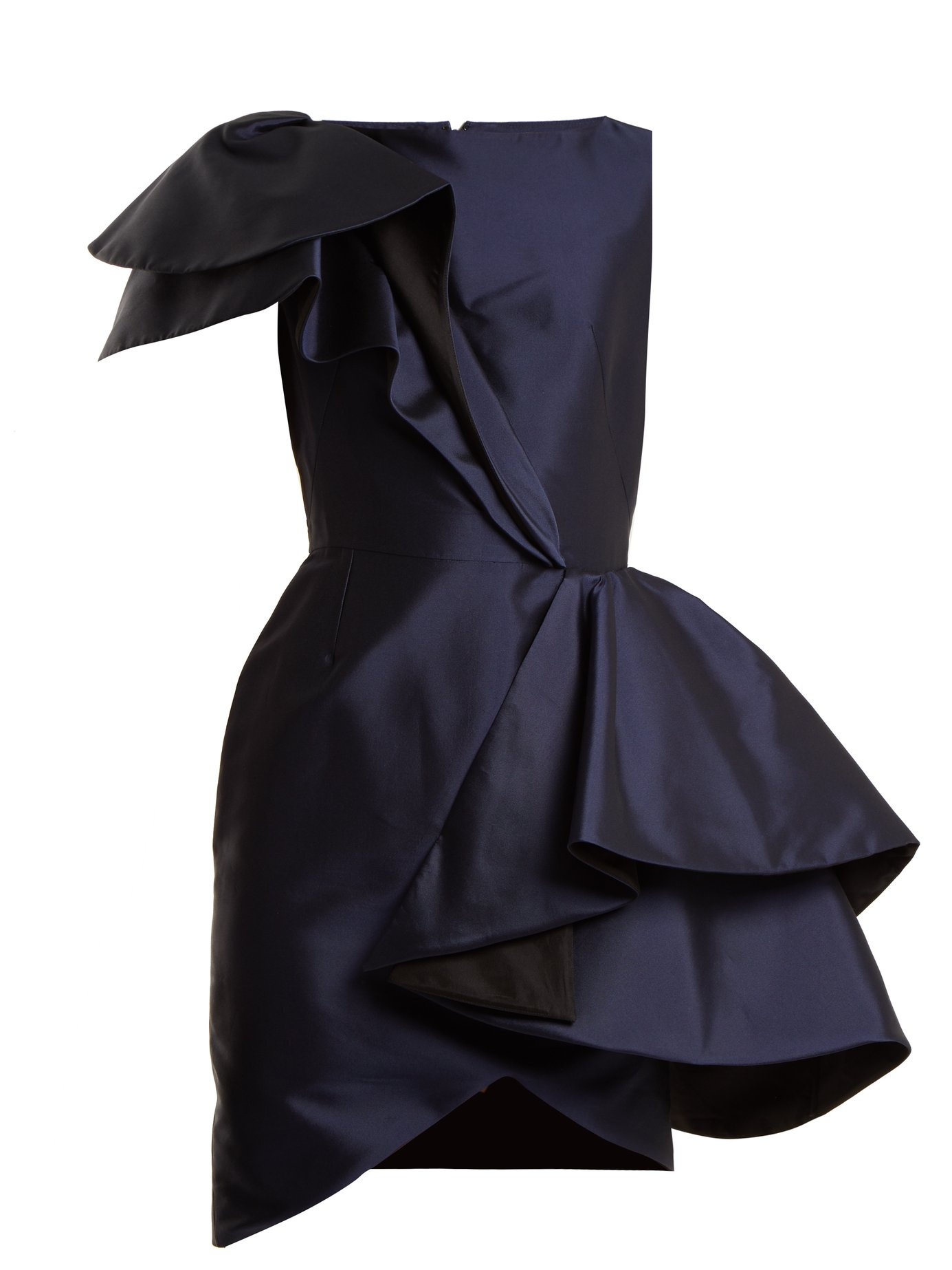 Lanvin - Asymmetric-Ruffled Silk-Twill Mini Dress | ABOUT ICONS