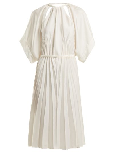 Maison Margiela - Pleated Cut-Out Satin Dress