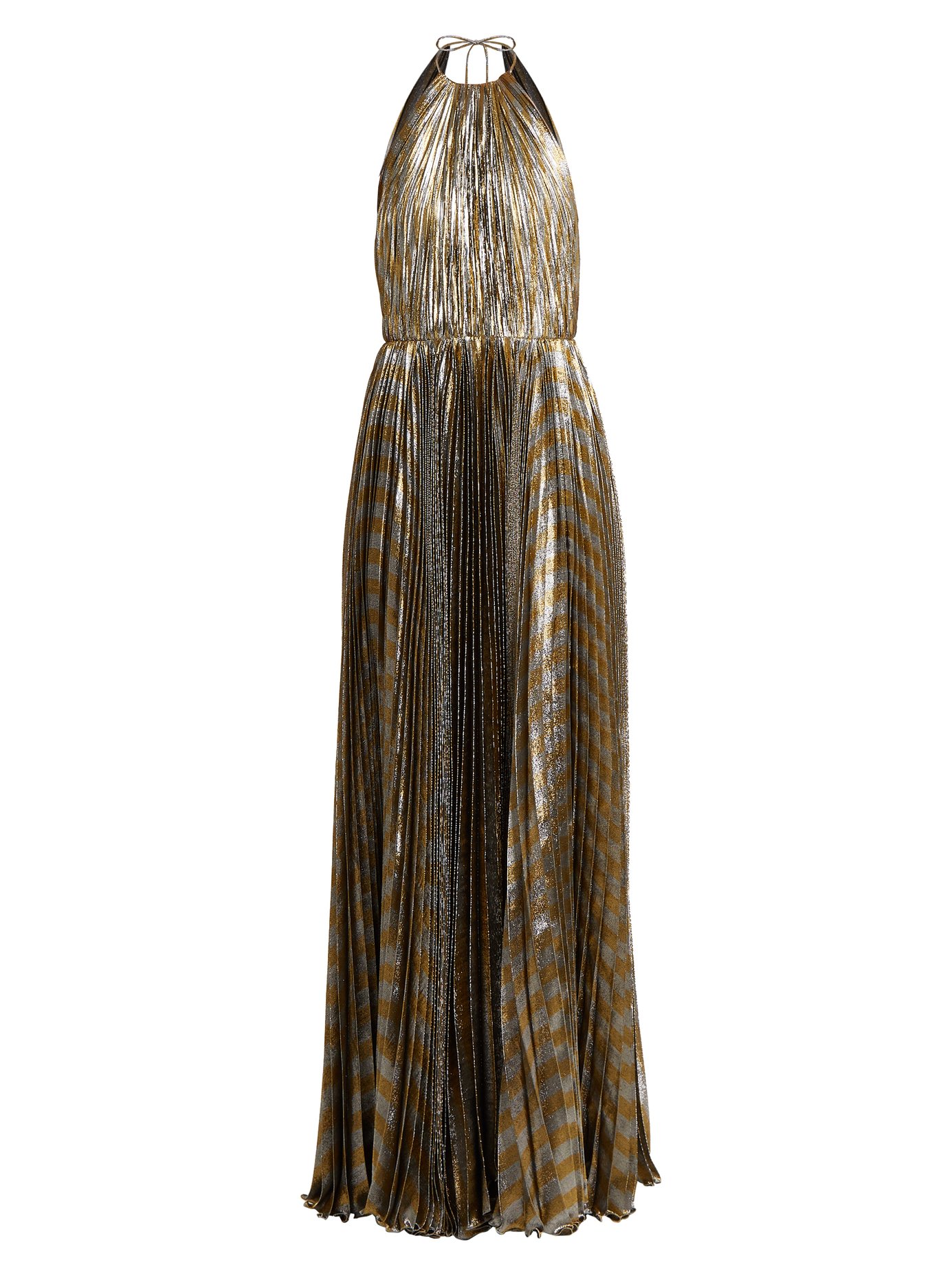 Maria Lucia Hohan - Pleated Silk-Blend Lamé Halterneck Gown | ABOUT ICONS