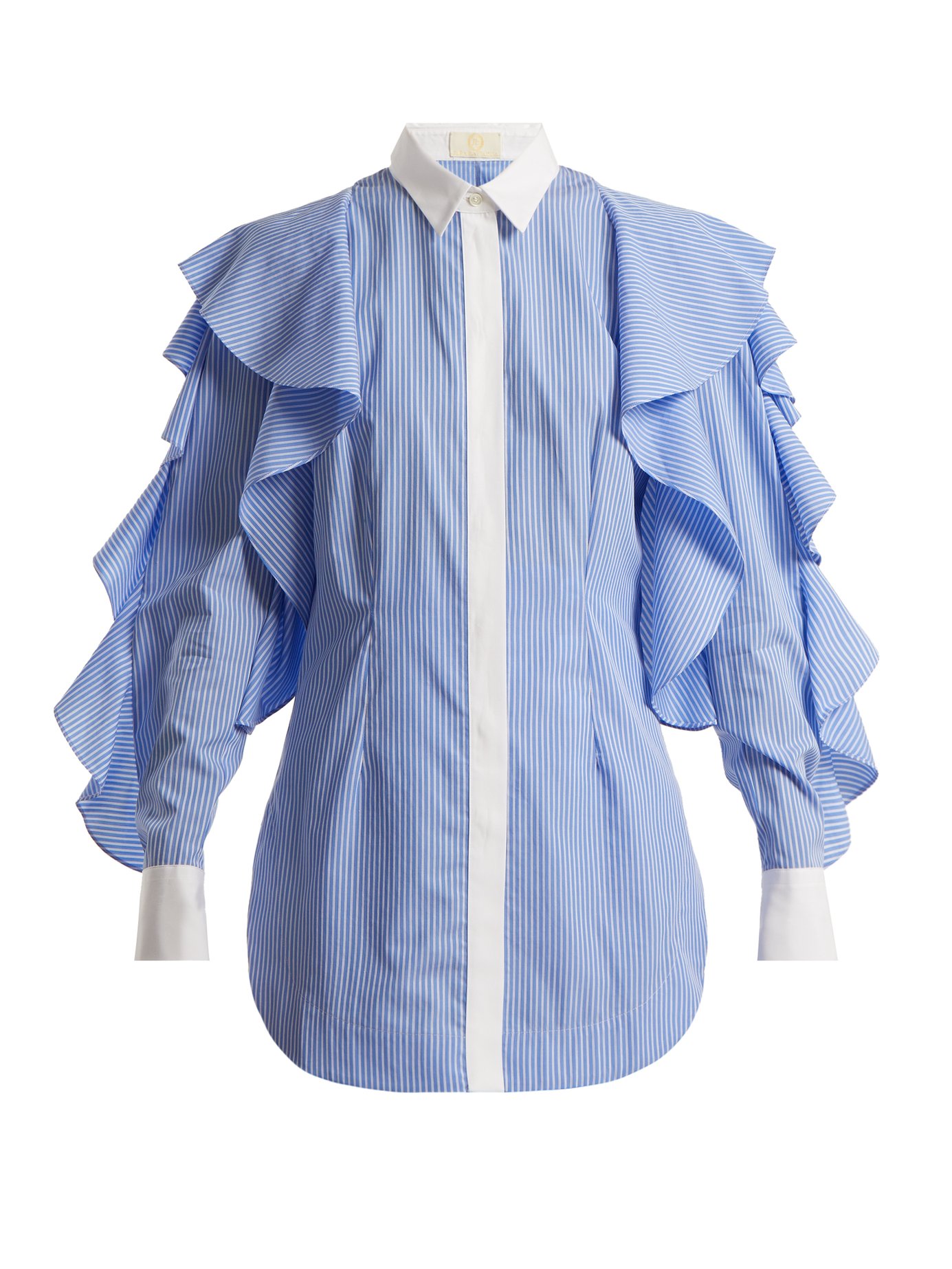 Sara Battaglia - Striped Point-Collar Shirt | ABOUT ICONS