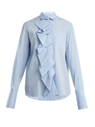 Summa - Ruffled-Panel Cotton-Poplin Shirt