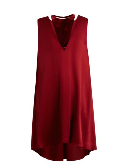 Valentino - Velvet-Panel Satin Dress
