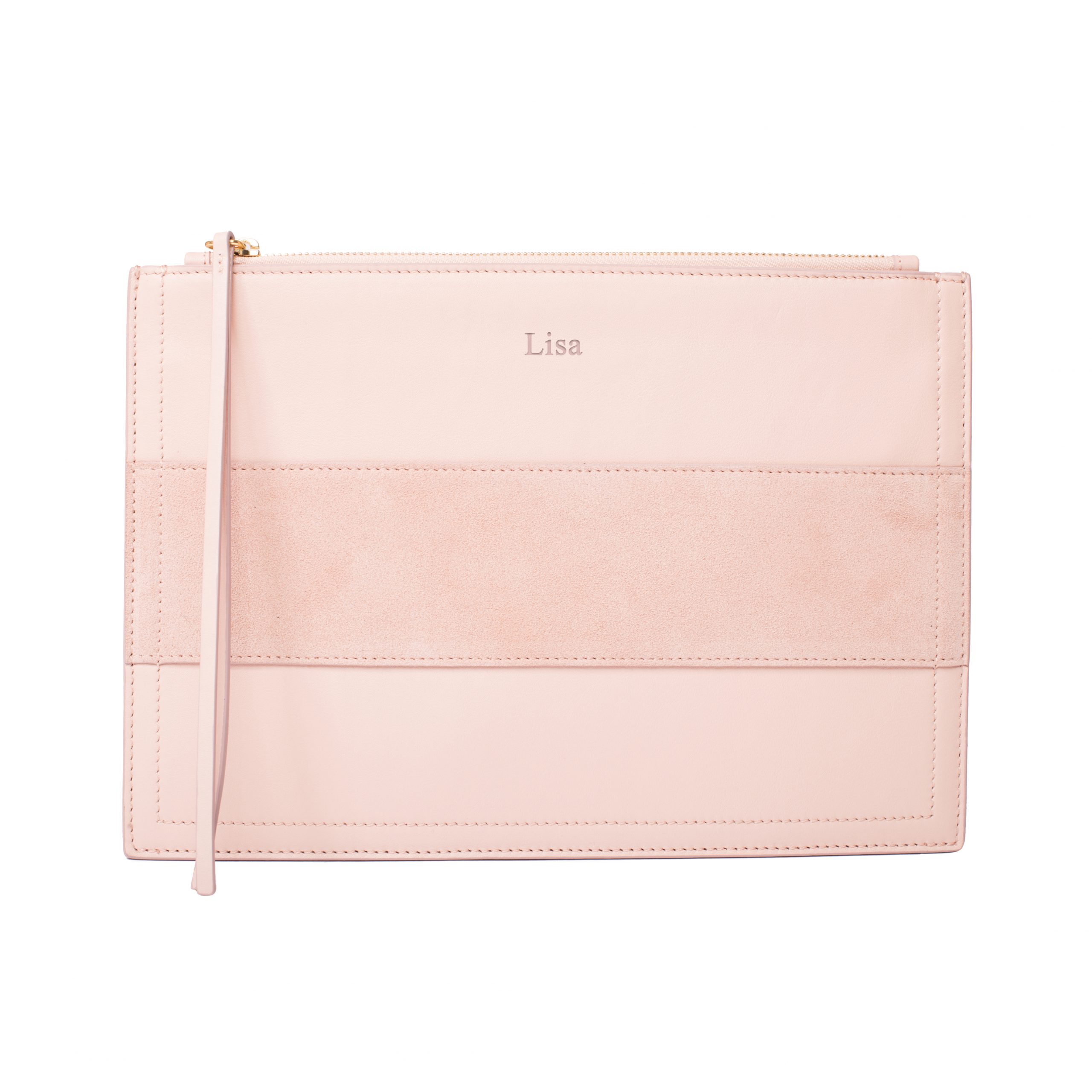 MERSOR - Personalized Leather Pouch - Soft Blush & Gold | ABOUT ICONS