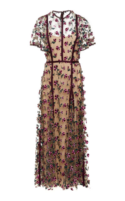 Lela Rose - Floral-Embroidered Tulle Dress Buy Online