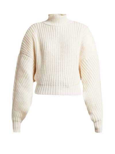 A.W.A.K.E. - Cropped Button-Back Ribbed-Knit Wool Sweater