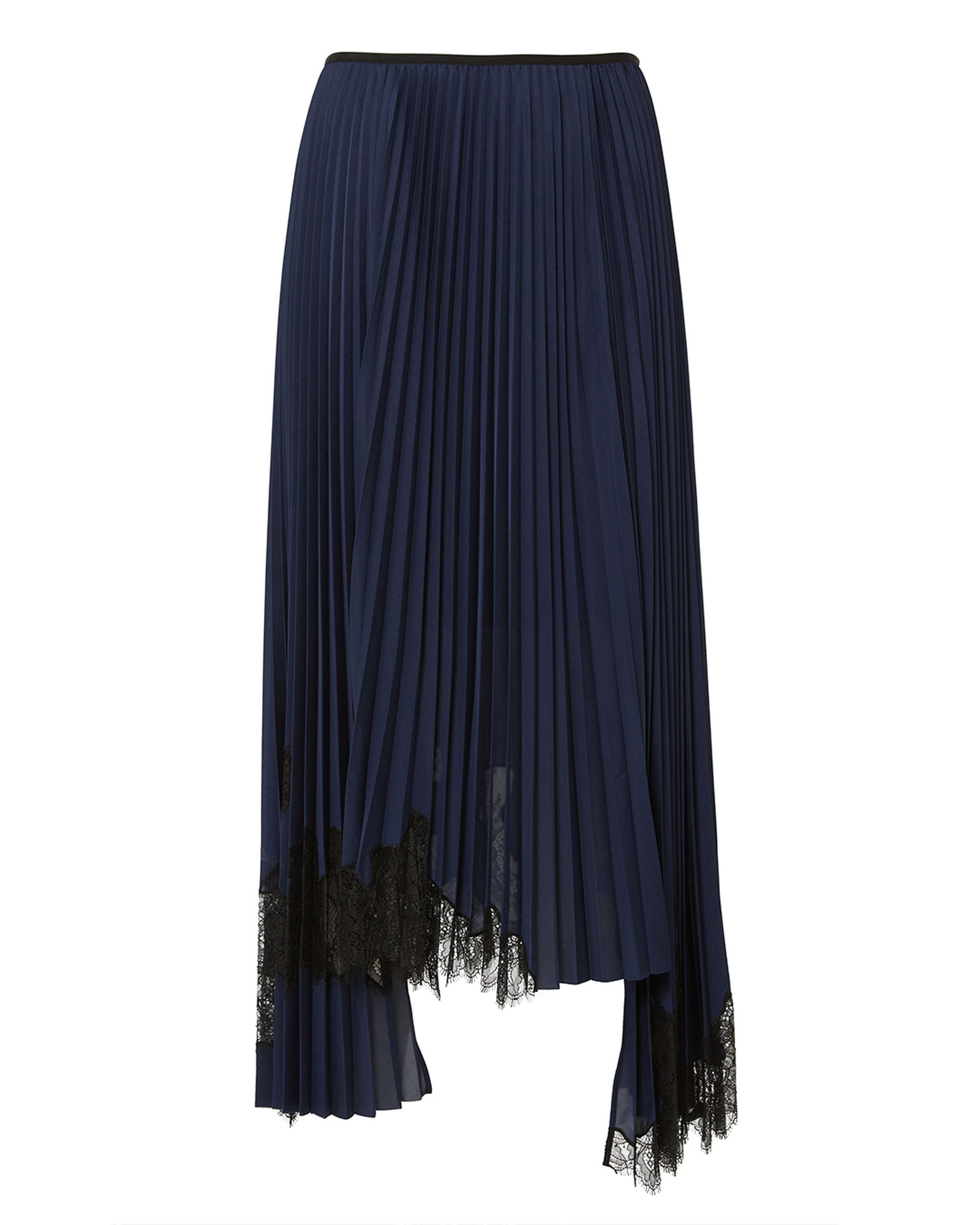 Helmut Lang - Lace-Trimmed Pleated Skirt - Navy | ABOUT ICONS