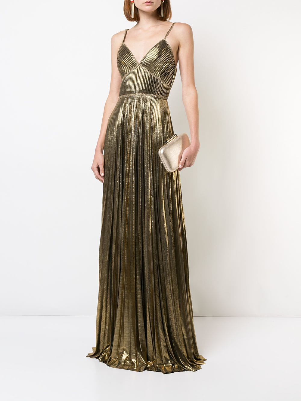 Marchesa Notte - Metallic Pleated Gown | ABOUT ICONS