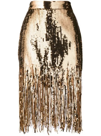 MSGM - Shredded Sequin Skirt - Gold