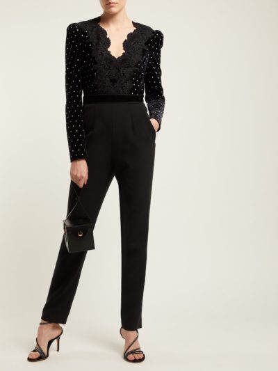 Self-Portrait - Crystal-Embellished Velvet Jumpsuit_Outfit