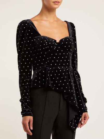 Self-Portrait - Crystal-Studded Velvet Top - Black_Outfit