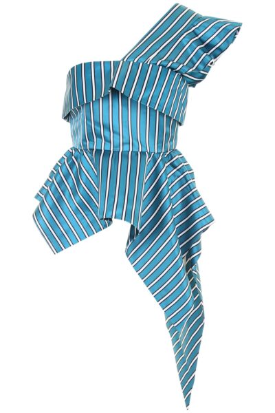 Self-Portrait - Asymmetric Striped Top