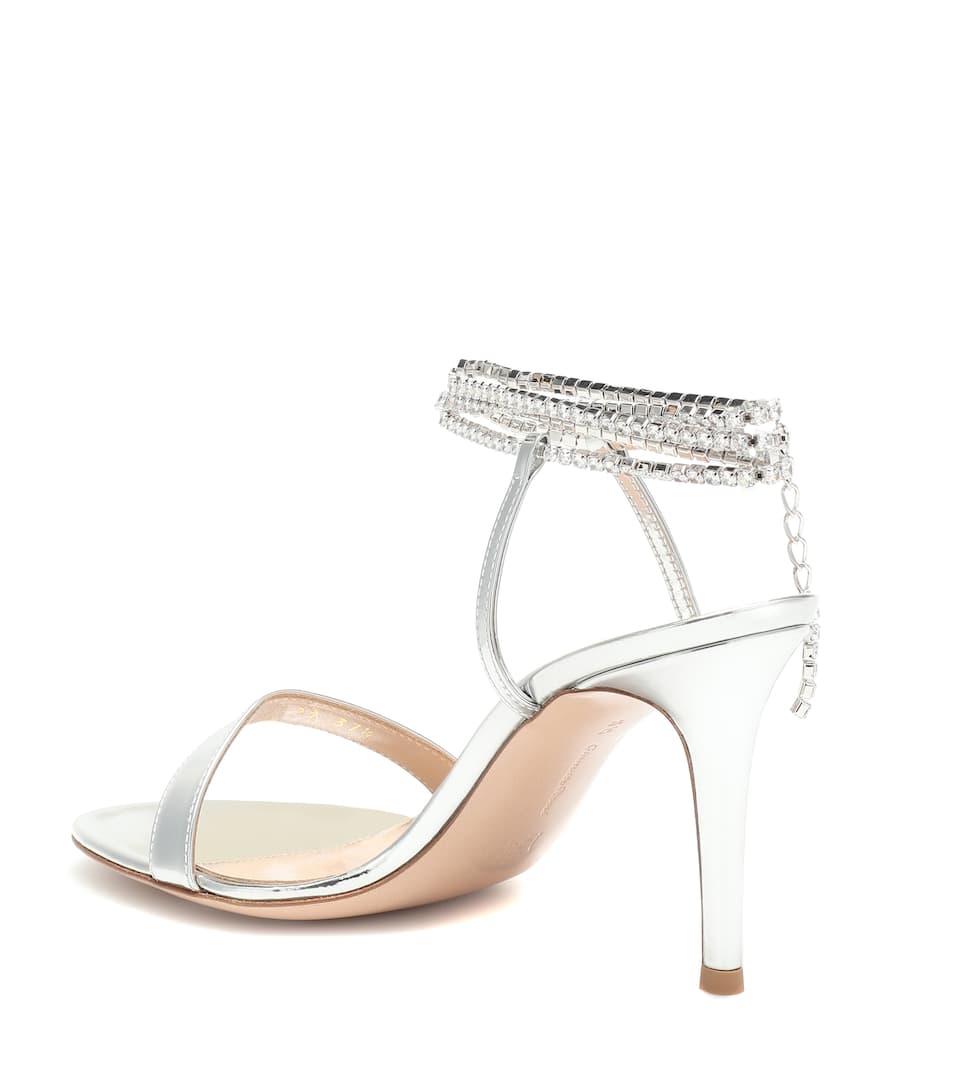 Gianvito Rossi - Embellished Metallic Leather Sandals | ABOUT ICONS