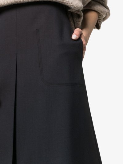 Low Classic - A-line Wool Midi Skirt - Navy Look