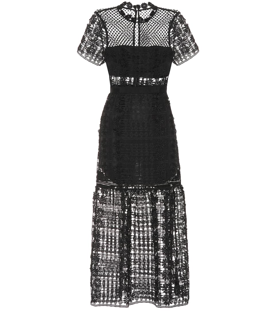 Self-Portrait - Black Lace Midi Dress | ABOUT ICONS