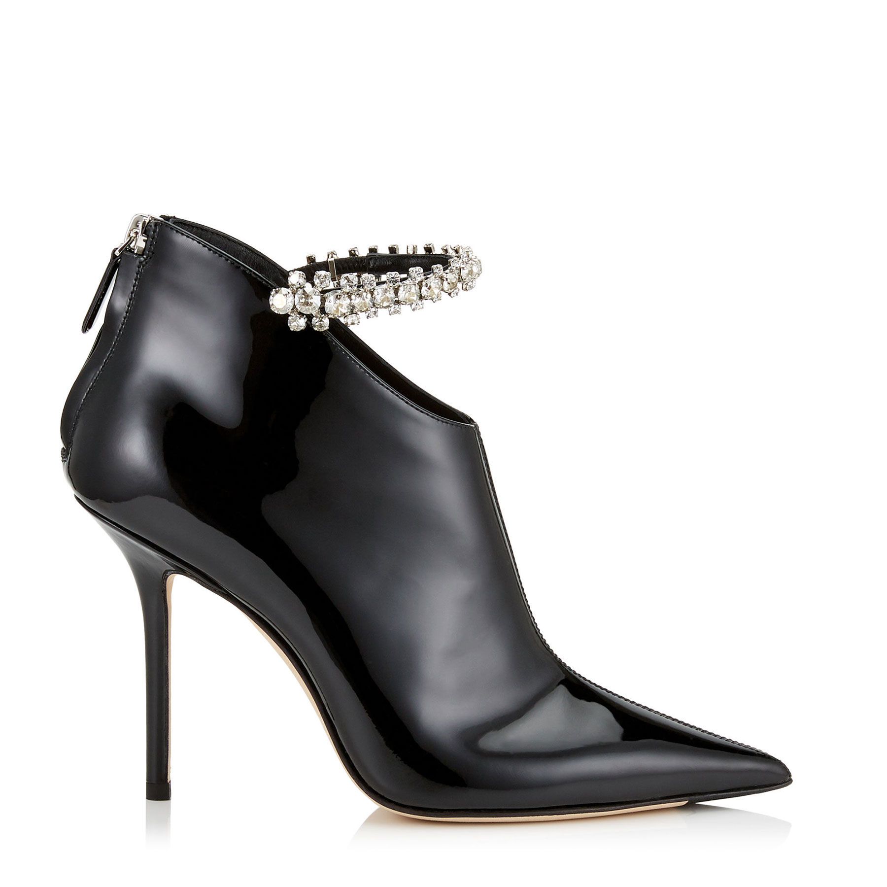 Jimmy Choo - BLAIZE 100 Black Booties with Crystal Strap | ABOUT ICONS