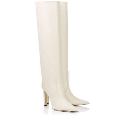 Jimmy Choo - MAVIS 100 Linen Smooth Leather Knee High Boots 2