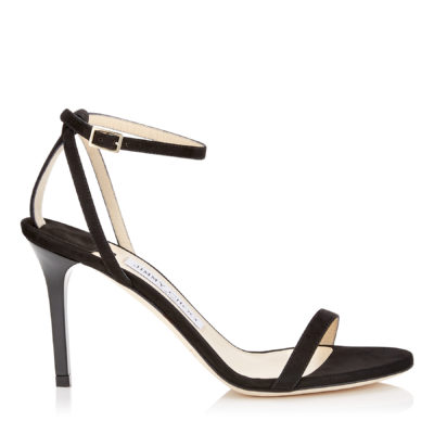 Jimmy Choo - MINNY 85 Black Suede Sandals - Black