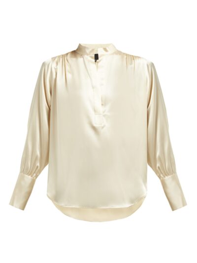 Nili Lotan - Colette Gathered Silk-Satin Blouse