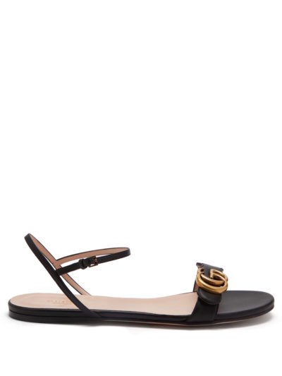 Gucci - GG Marmont Leather Sandals - Black