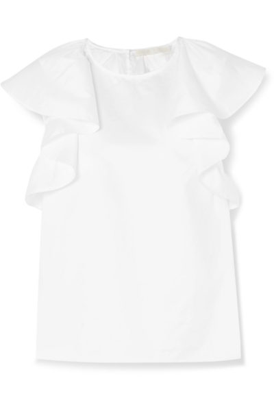 Jason Wu Collection - Ruffled Cotton-Poplin Top - White