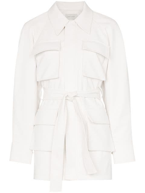 Low Classic - Utility-Pocket Belted Faux-Leather Jacket - White | ABOUT ...