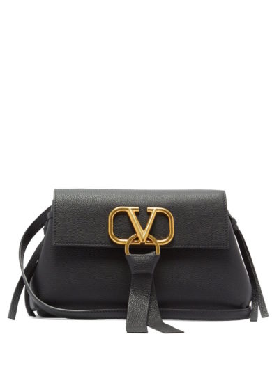 Valentino - V-Ring Small Leather Cross-Body Bag - Black