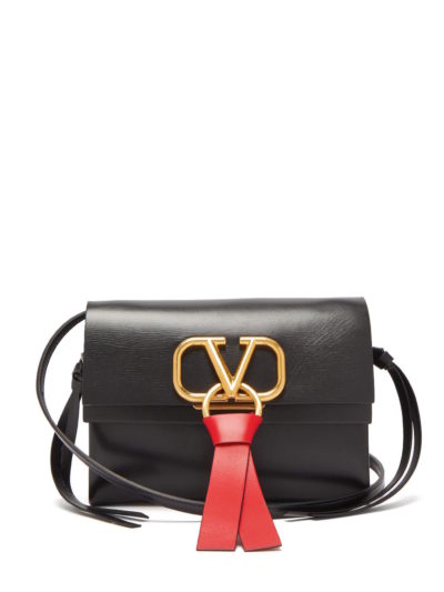 Valentino – V-Ring Small Leather Cross-Body Bag – Black