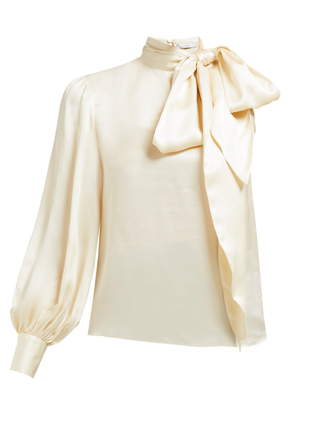 Erdem - Venetia One-Sleeve Pussybow Satin Blouse | ABOUT ICONS