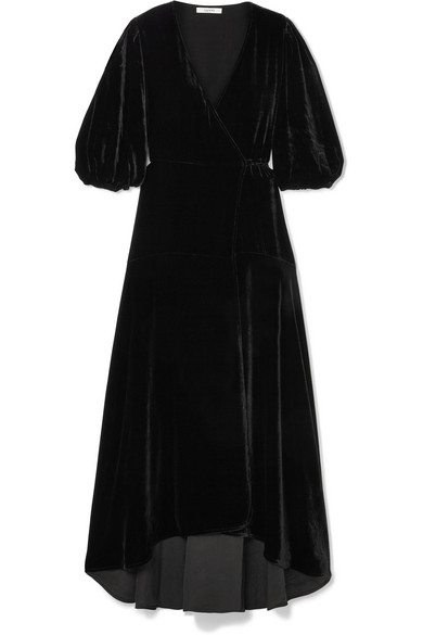 Ganni - Velvet Wrap Dress - Black | ABOUT ICONS