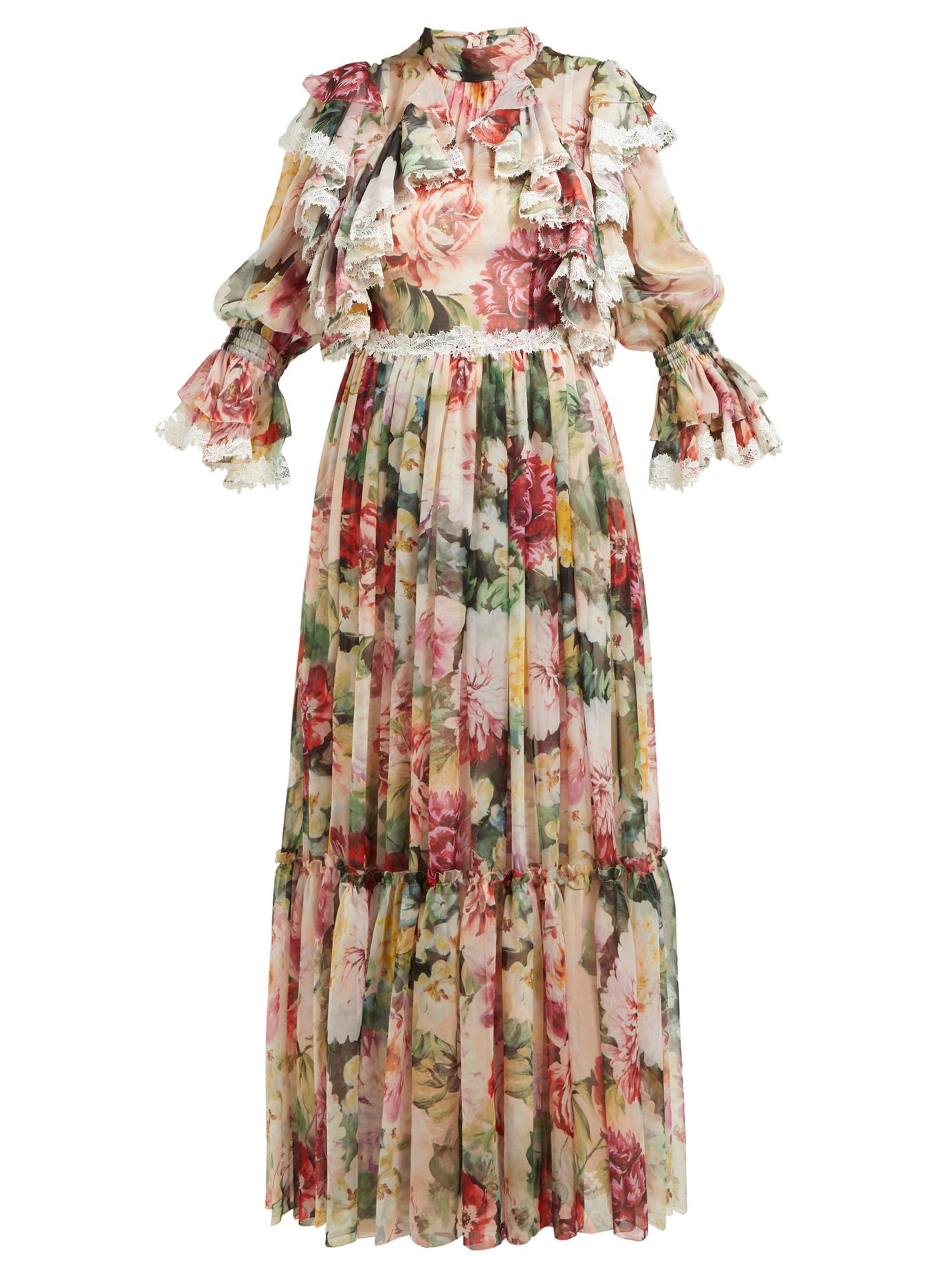 Dolce & Gabbana - Floral-Print Ruffled Silk-Blend Chiffon Gown | ABOUT ...