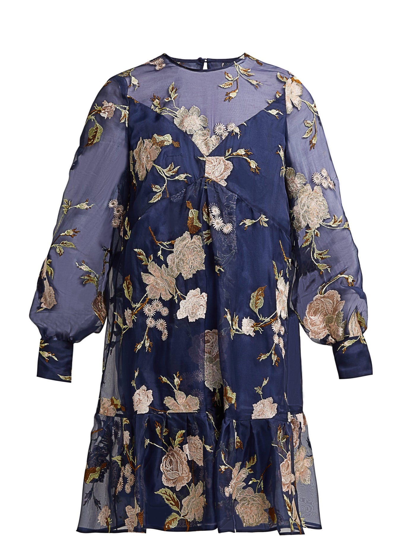 Erdem - Christy Gertrude-Embroidered Silk-Organza Dress - Navy | ABOUT ...