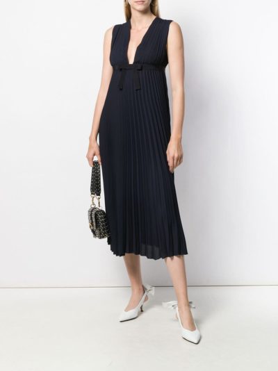 red valentino - pleated midi dress - blue - look