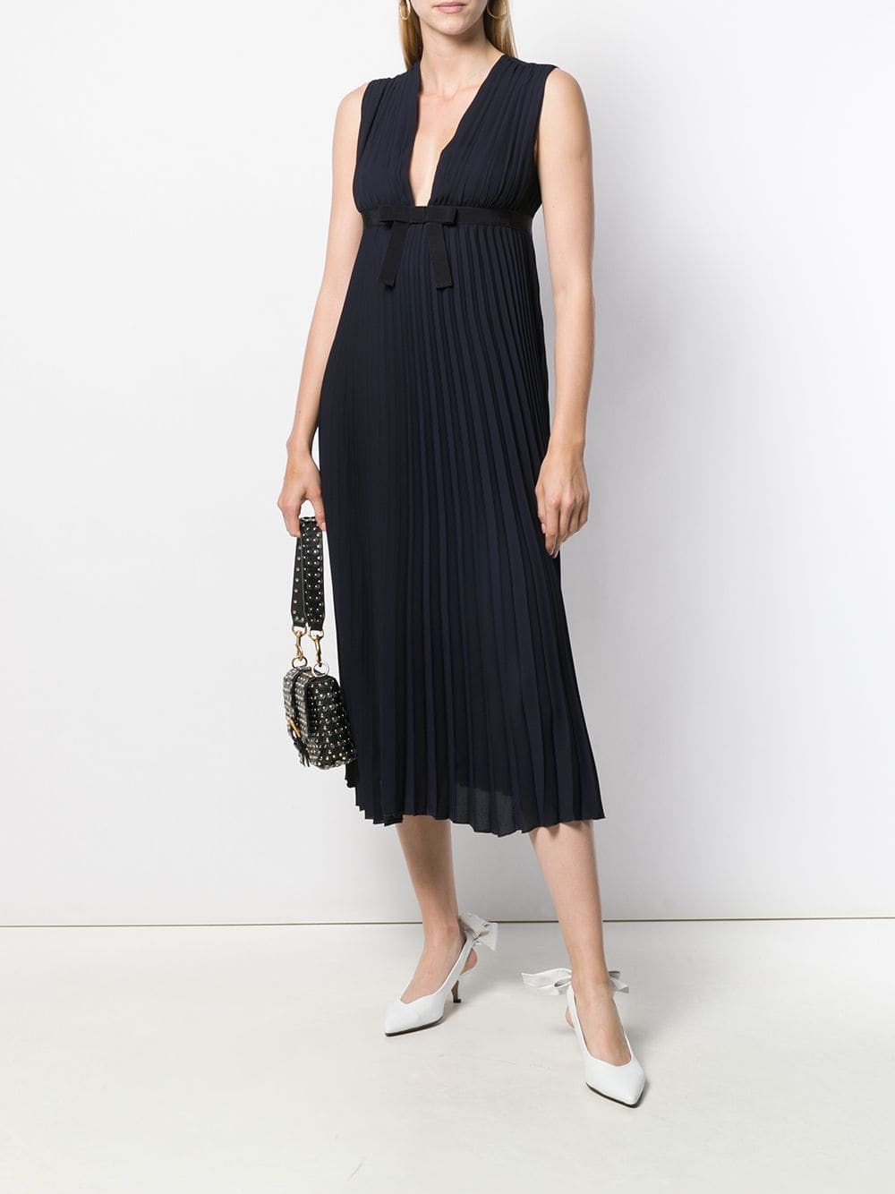 Red Valentino - Pleated Midi Dress - Blue | ABOUT ICONS